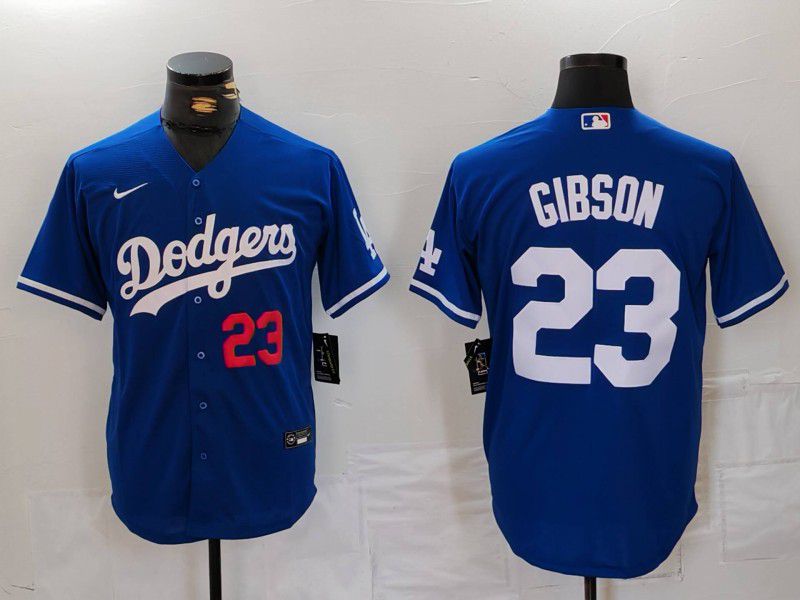Men Los Angeles Dodgers #23 Gibson Blue Nike Game 2024 MLB Jersey style 3